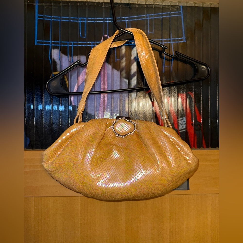NWT Donald J. Pliner Leather Shoulder Bag Iridescent, Snakes, Skin Print $320.00